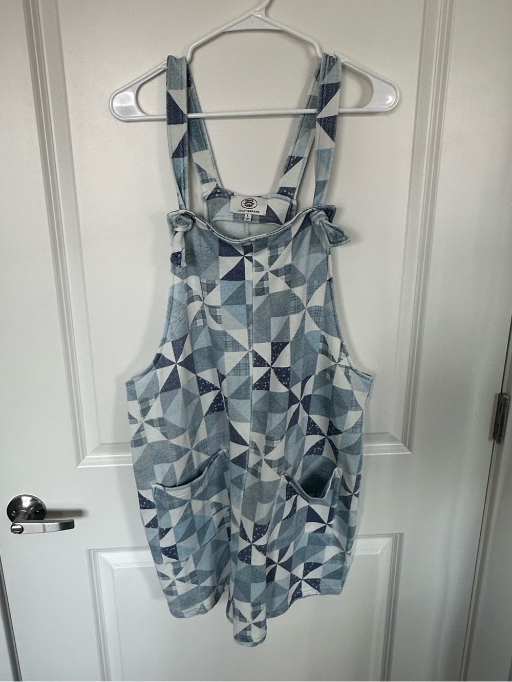 Lucky Brand - L - Women's Blue Geometric Overall Romper